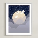 "What We Dream At Night" - Art Print in Midnight Blue by Carol Lin - Framed