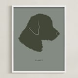 "Tonal Pet Silhouette: Custom Print with Text" - Custom Print in Olive Shadow by Minted - Framed