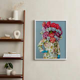 "Shes Blooming Worth " - Art Print in Summer Sky Blue by Theresa Bear - In a Room