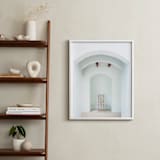 "Seated in Greece" - Art Print in Hint of Blue by Kaitie Bryant - In a Room