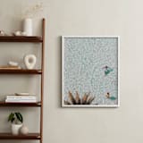 "Pool Party for Two" - Art Print in Light Aqua Blue by KIMBERLY SMITH - In a Room