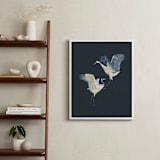 "Crane dance" - Art Print in Moody blue by Nina Leth - In a Room