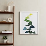 "Triangles in Green and Yellow" - Art Print in Sap Green by Yao Cheng Design - In a Room