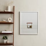"The Beach" - Art Print in soft blue and tomato red by Baumbirdy - In a Room
