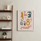 "Safari Friends Numerals" - Personalized Art Print in Flamingo by Jenna Holcomb - In a Room