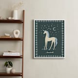 "Midnight Unicorn Firefly Dream" - Personalized Art Print in Forest Green by Florina Georgescu Georgescu - In a Room