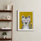 "White Bengal Tiger" - Art Print in Spicy Mustard by 2birdstone - In a Room