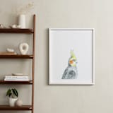 "Cockatiel" - Art Print in Grey with a splash of yellow by Kirsta Benedetti - In a Room