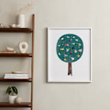 "Lots of Songbirds" - Art Print in antique pine by Eve Schultz - In a Room