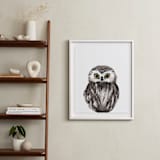 "Baby Animal Owl" - Art Print in Dark Wood by Cass Loh - In a Room