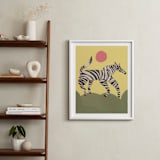 "Black and White Horse" - Art Print in soft yellow sunlight by Elliot Stokes - In a Room
