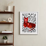 "Jubilant Corral Tigers" - Art Print in orange by marcia biasiello - In a Room