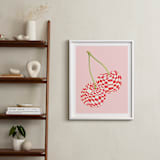 "Checkerboard Cherries" - Art Print in Pastel Pink by Luci Power - In a Room