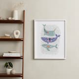 "Folk Whales" - Art Print in Mint by Hannah Williams - In a Room