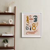 "Safari Friends Numerals" - Art Print in Flamingo by Jenna Holcomb - In a Room