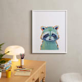 "Mr. Raccoon" - Art Print in Teal by Makewells - In a Room