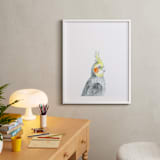 "Cockatiel" - Art Print in Grey with a splash of yellow by Kirsta Benedetti - In a Room