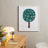 "Lots of Songbirds" - Art Print in antique pine by Eve Schultz - In a Room