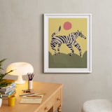 "Black and White Horse" - Art Print in soft yellow sunlight by Elliot Stokes - In a Room