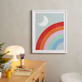 "Double Rainbow with Moon and Sun III" - Art Print in Moonlight by Emanuela Carratoni - In a Room