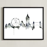 "London Skyline" - Art Print in Shades of Grey by Kelsey McNatt - Framed