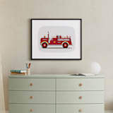 "Red Fire Truck #2" - Art Print in Vintage Engine red by Rebecca Marchese - In a Room