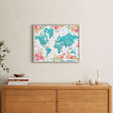 "Halen floral world map" - Art Print in Colorfully tropical by Rosana Laiz Blursbyai - In a Room