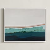 "Coastal Bluff" - Art Print in turquoise blue by Caryn Owen - Framed Canvas