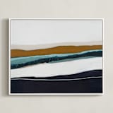 "Moonlight Seascape" - Art Print in Dark Navy Blue by Caryn Owen - Framed Canvas