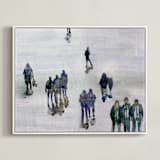 "In the crowd" - Art Print in blue petrol by Lulaloo - Framed Canvas