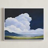"Porcelain Sky" - Art Print in classic blue by Mya Bessette - Framed Canvas