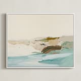 "Tidepools" - Art Print in Creamy Yellow Beige by Caryn Owen - Framed Canvas
