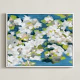 "Verdant" - Art Print in Ocean Blue by Denise Wong - Framed Canvas