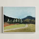 "Blue Hills" - Art Print in Blue with Varied Greens by Owen Design Studio - Framed Canvas
