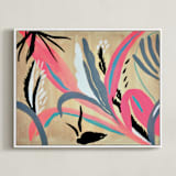 "Pink foliage" - Art Print in bright pink by FERNANDA MARTINEZ - Framed Canvas