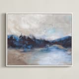"Saint Mary's Lake" - Art Print in Phthalo Blue by Lorent and Leif - Framed Canvas