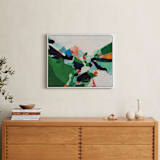 "Colorful Abstract Landscape" - Art Print in bright emerald green by Caryn Owen - In a Room