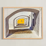 "Arches of Santorini" - Art Print in Lemon Yellow by Pamela Viola - Framed