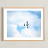 "Sky High" - Art Print in Sky Blue by Janet Cruz - Framed