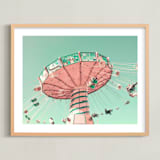 "Swing Ride" - Art Print in Bright Turquoise by Caroline Mint - Framed