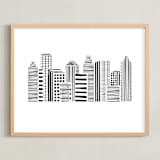 "Linear Cityscape" - Art Print in Black by Daniela - Framed