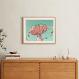 "Swing Ride" - Art Print in Bright Turquoise by Caroline Mint - In a Room