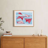 "Up and Away" - Art Print in Current Red by Cricket and Bee - In a Room