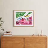 "City State of Mind" - Art Print in Flamingo Pink by Jordan Sondler - In a Room