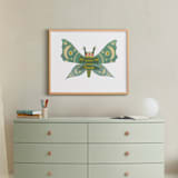"Midnight Moth" - Art Print in Ocean Teal by Sarah Hand - In a Room
