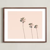 "Pink Sky & Palms" - Art Print in blush pink by Caroline Mint - Framed