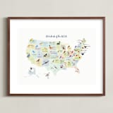 "State Birds of the USA" - Art Print in Natural by Cynthia Jacquette - Framed