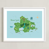 "Never Land Map" - Art Print in Ocean by Renee Christensen - Framed