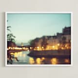 "By the Seine" - Art Print in Dark Turquoise by Caroline Mint - Framed
