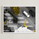 "Story from Aerial #1" - Art Print in textured yellow by Van Tsao - Framed
